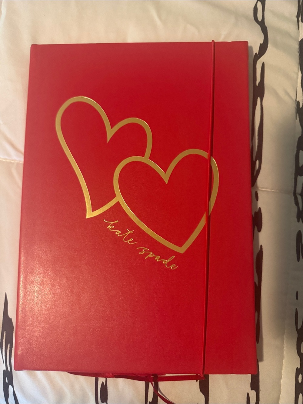 Kate Spade Red Hardcover Notebook with Gold Heart Design